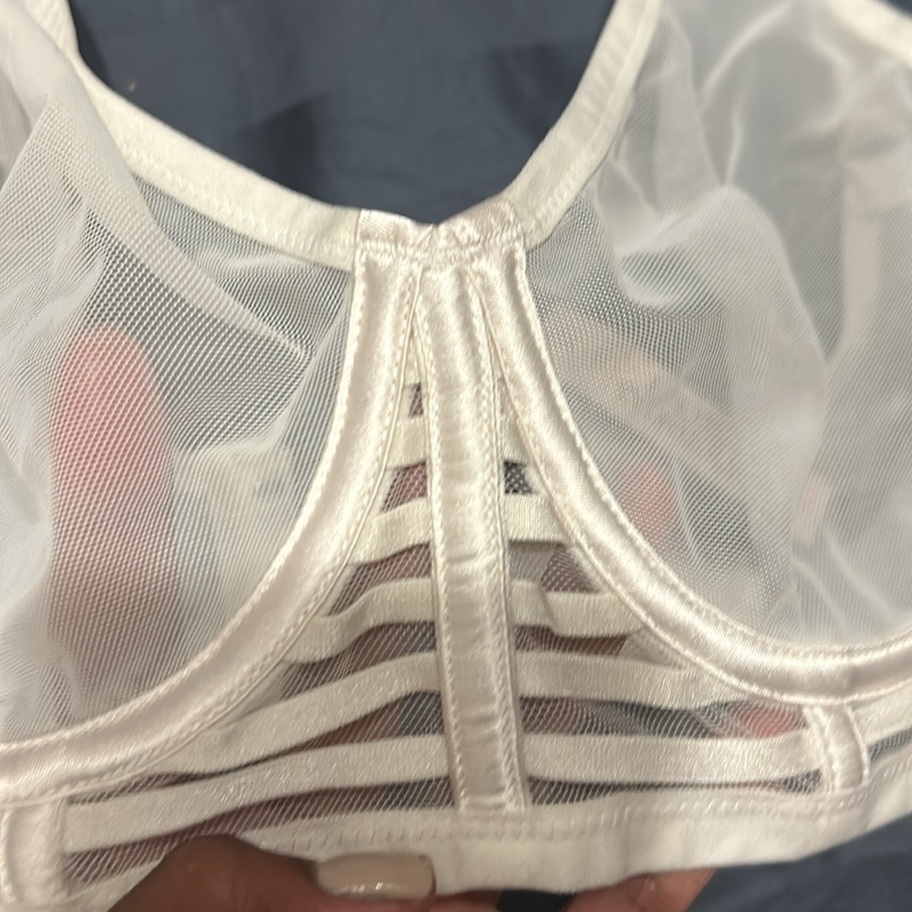 Victoria's Secret Luxe Lingerie Unlined Mesh Bra - White 32DD NWT Free panty - Picture 5 of 12